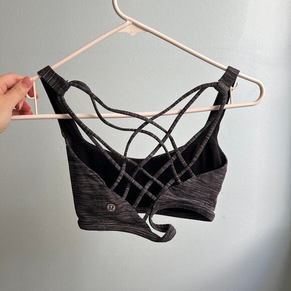 Lululemon Free to be Serene Bra Gray Stripe  -6 - Picture 2 of 3